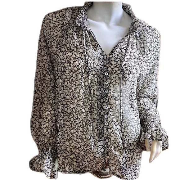 NWOT Robertson + Rodeo Black/Beige Floral Blouse - Picture 13 of 13